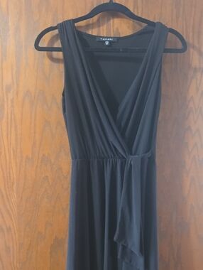 Tahari Black Sleeveless Wrap-Front Maxi Dress